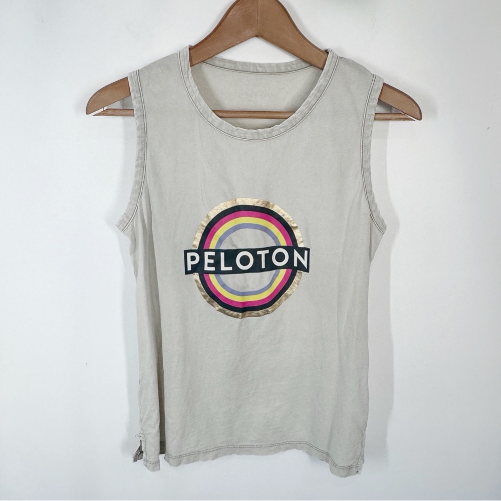 Peloton Women's Cream Tank Top Size Small 100% Cotton